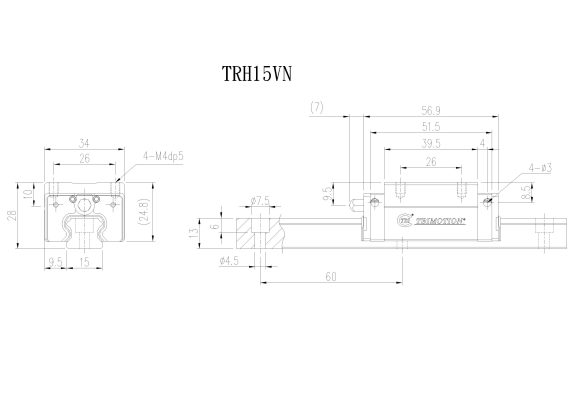 Con Trượt Vuông TRH15VN Chính Hãng TBIMOTION